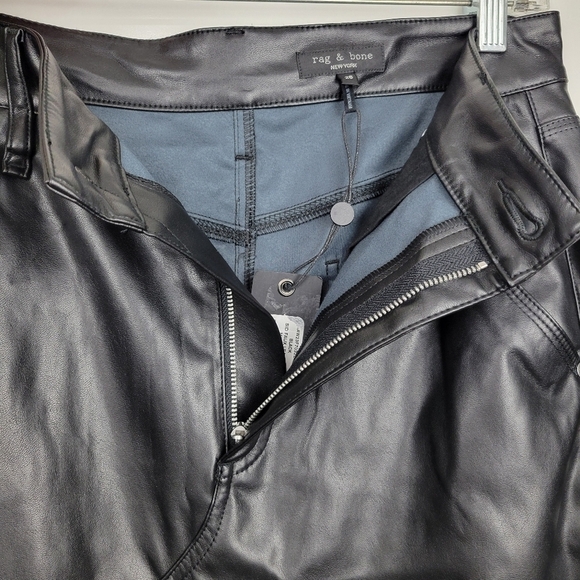 NWT Rag & Bone Sid Faux Leather Black Slit High Rise Skirt Size 28 - Picture 11 of 14